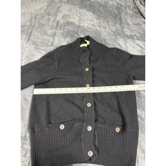 Orvis Womens 100% Cashmere Button Front Cardigan Sweater Black Mock Neck Medium - Picture 5 of 8